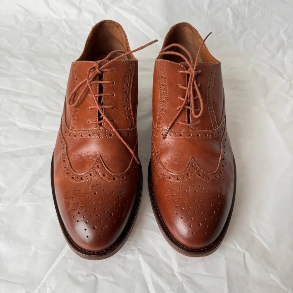 McCarren & Sons Tan Brown Brogued Oxfords Genuine Leather